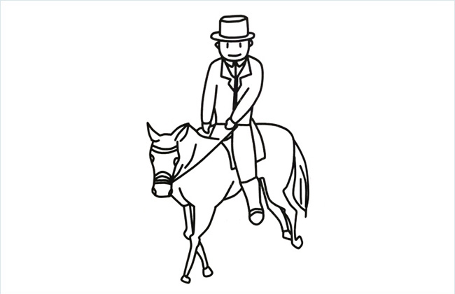 场景简笔画 骑马简笔画 哇图网 骑马简笔画图片 绅士骑马的简笔画图片