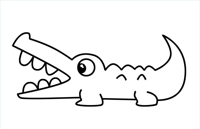 动物简笔画 鳄鱼简笔画 哇图网 鳄鱼简笔画图片 张大嘴巴的鳄鱼简笔画