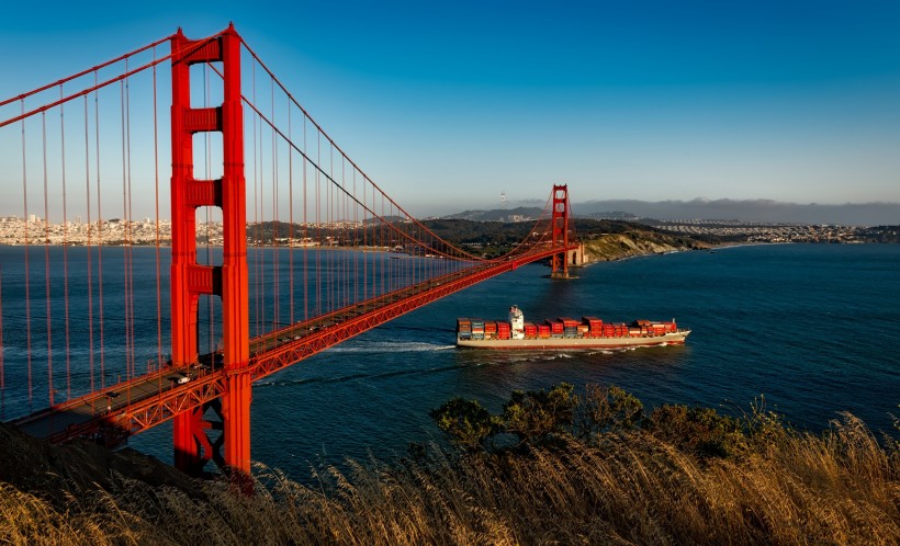 点击大图看下一张：美国旧金山金门大桥建筑风景图片