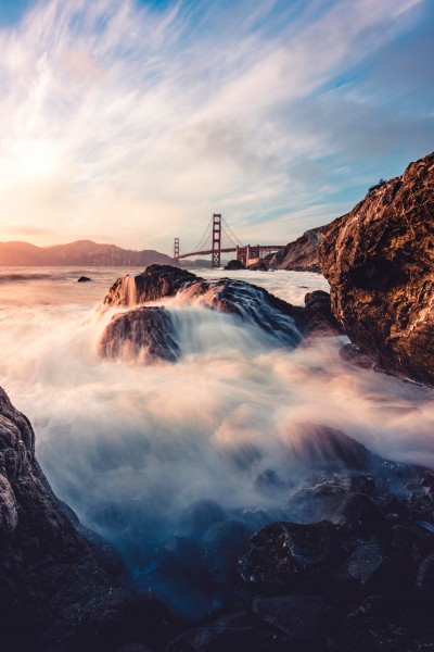 点击大图看下一张：美国旧金山金门大桥建筑风景图片