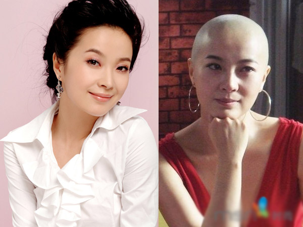 点击大图看下一张：苏岩一头飘逸的长发曾是她骄傲的资本，在接拍《光头美女》前她挣扎了4个月，“剃头时，剧组很多人都哭了，我自己剪的，很坦然。”但在拍完最后一组镜头时，苏岩就说要开始蓄发，“还是长头发漂亮一点，光头太另类。”