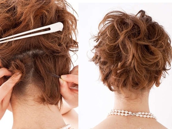 点击大图看下一张：用发夹把后面的头发用别针别起来。
