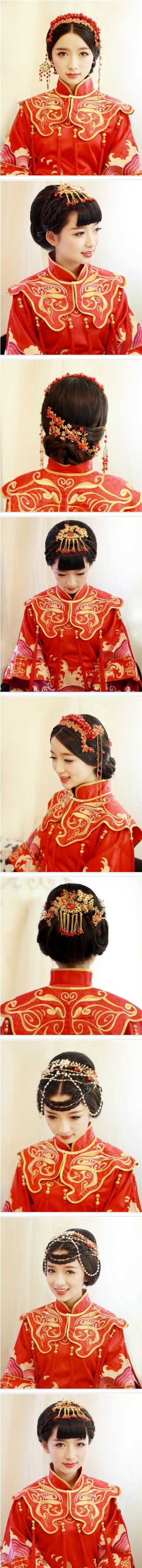 点击大图看下一张：唯美端庄，传统中式婚礼的新娘发型图片欣赏！喜欢的记得要分享哦！