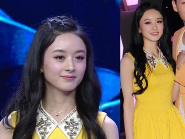 点击大图看下一张：赵丽颖的头发很长，她曾与《陆贞传奇》剧组其他演员一起登上《快乐大本营》，节目中的造型就非常抢眼。