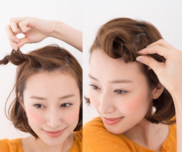 点击大图看下一张：step 2：用手在扭转发束上抽出一些发丝。step 3：将扭转发束弯曲。