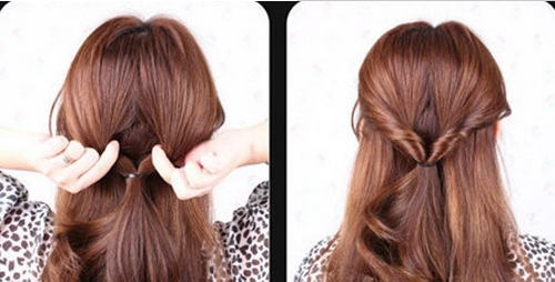 点击大图看下一张：第二步：从绑好的头发中间弄出一个小洞，将头发从中塞过去。