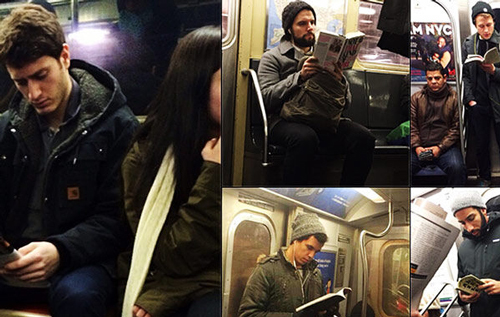 点击大图看下一张：春节期间出门访友，地铁、公交上可千万不要忘记凹造型，事实证明很多男神可都是在乘坐交通工具时被偷拍到的!最近外国网友在Instagram发布了一组题为“男人最吸引人瞬间”的照片，其中票选出的结果是在乘坐公用交通工具时读书的男人最性感迷人。