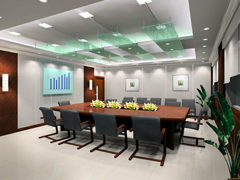 点击大图看下一张:现代会议室装修设计图