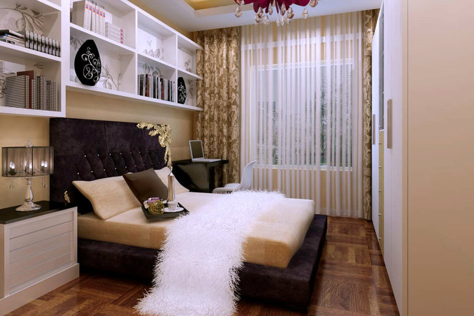 点击大图看下一张：128平方米欧式风格公寓三居室家居装修效果图