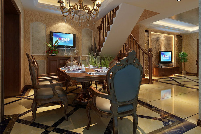 点击大图看下一张:180平低调奢华别墅欧式装修效果图