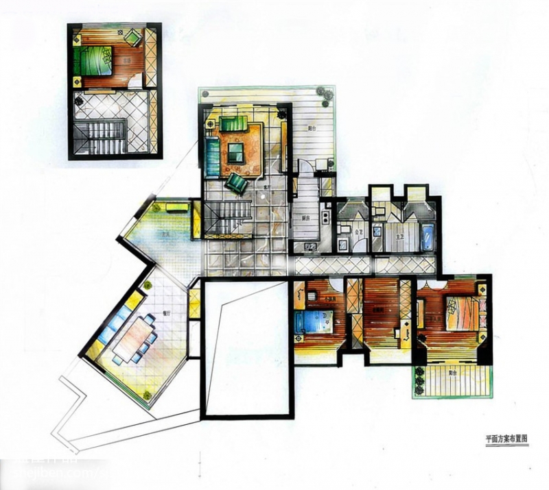 点击大图看下一张：梦幻自然地中海四居精品装修案例