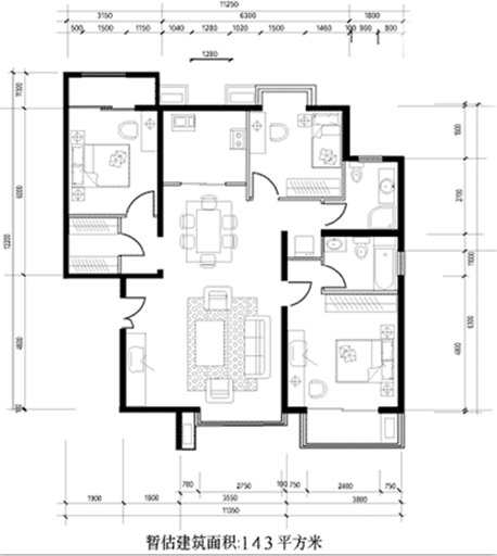 点击大图看下一张：简单清爽大气简欧风格三居装潢设计