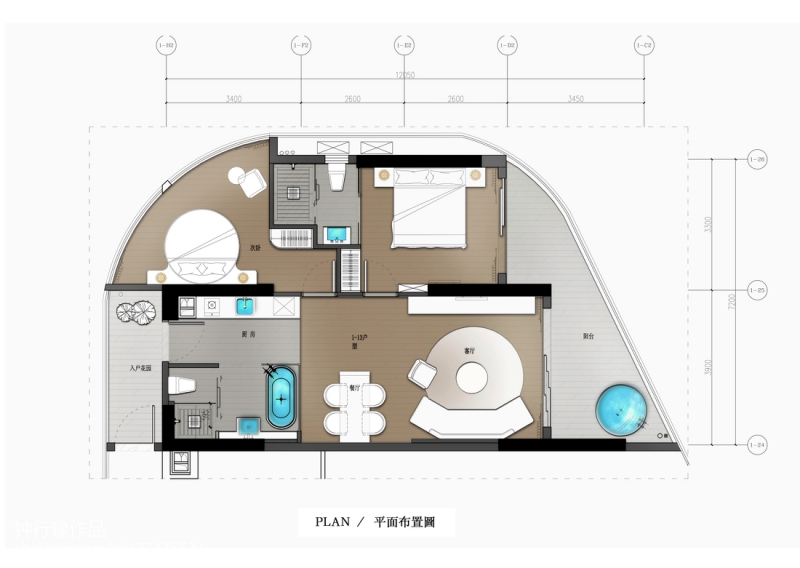 点击大图看下一张：与海为邻蓝色现代摩登个性两居装修案例