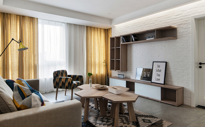 点击大图看下一张:活泼简单宜家风格58平一居室装修案例