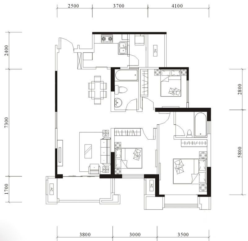 点击大图看下一张：简洁雅致中式风格三居室装修案例
