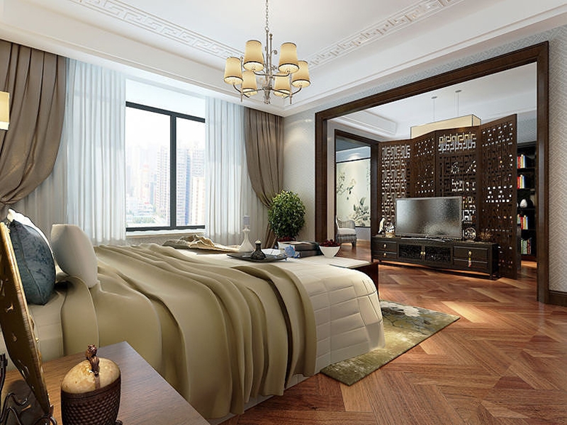 点击大图看下一张:104方典雅沉稳大气中式三室两厅装潢