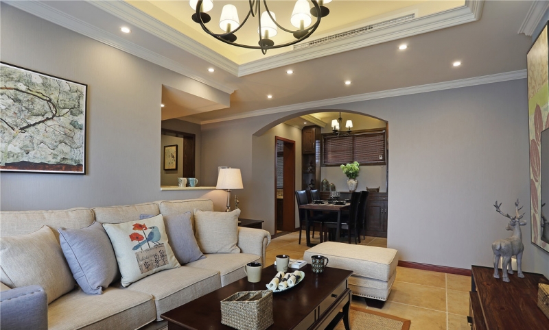 点击大图看下一张：休闲美式乡村三居装修布置