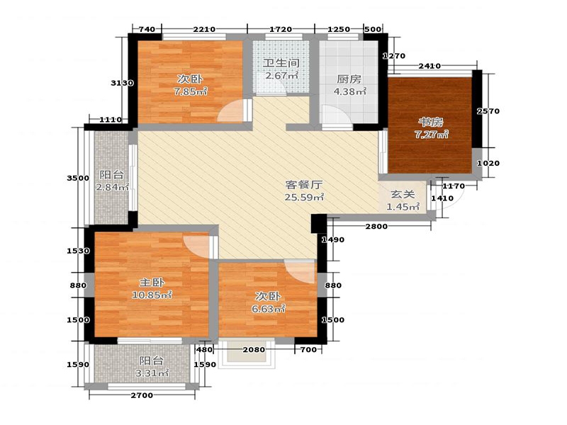 点击大图看下一张：105平方新中式雅致唯美四室两厅装潢图