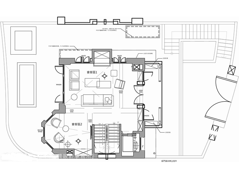 点击大图看下一张：经典黑白灰简约创意别墅装潢设计展示