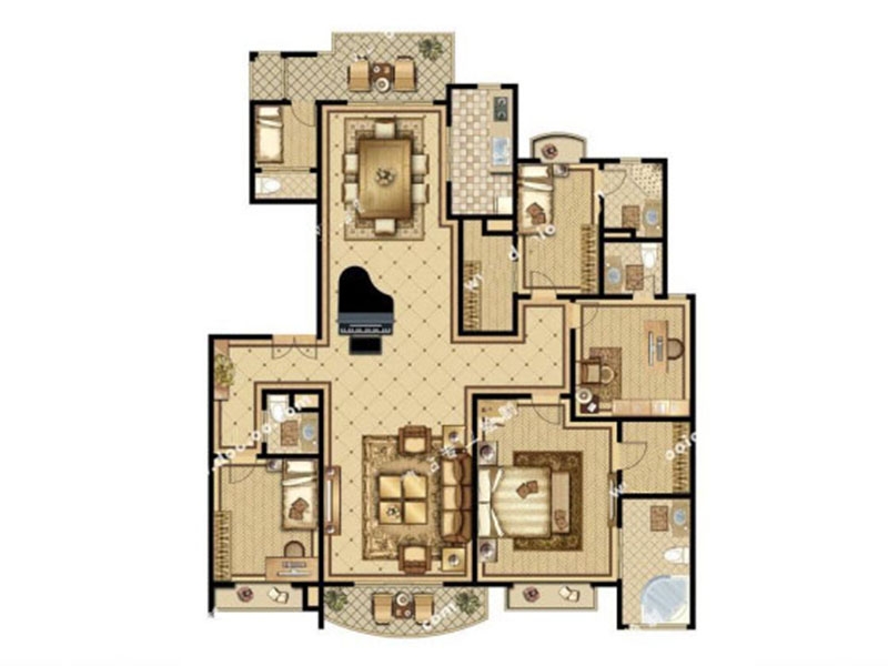 点击大图看下一张：2016雅致时尚欧式四居装修效果图欣赏