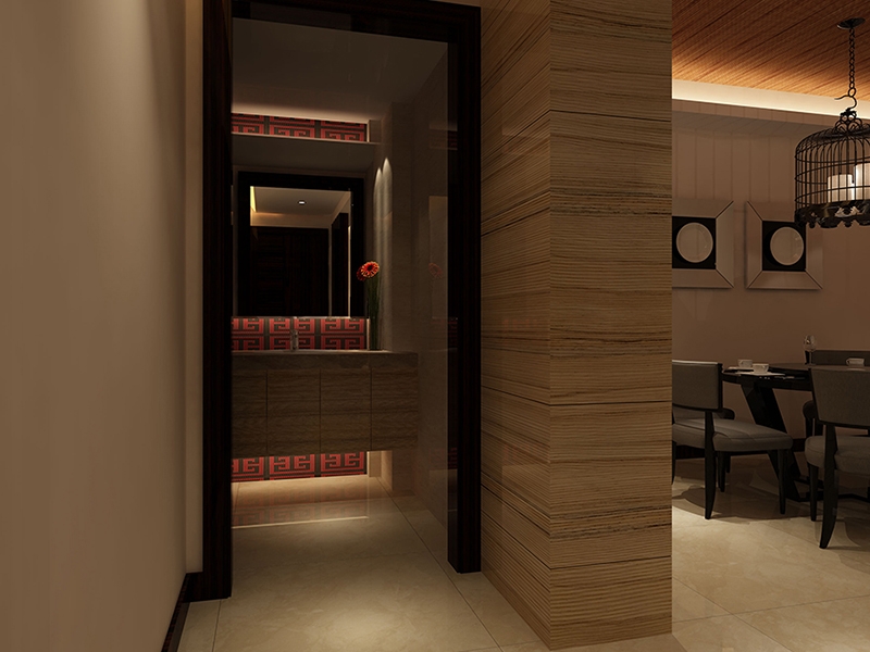 点击大图看下一张:现代质感灰色三居装修效果展示