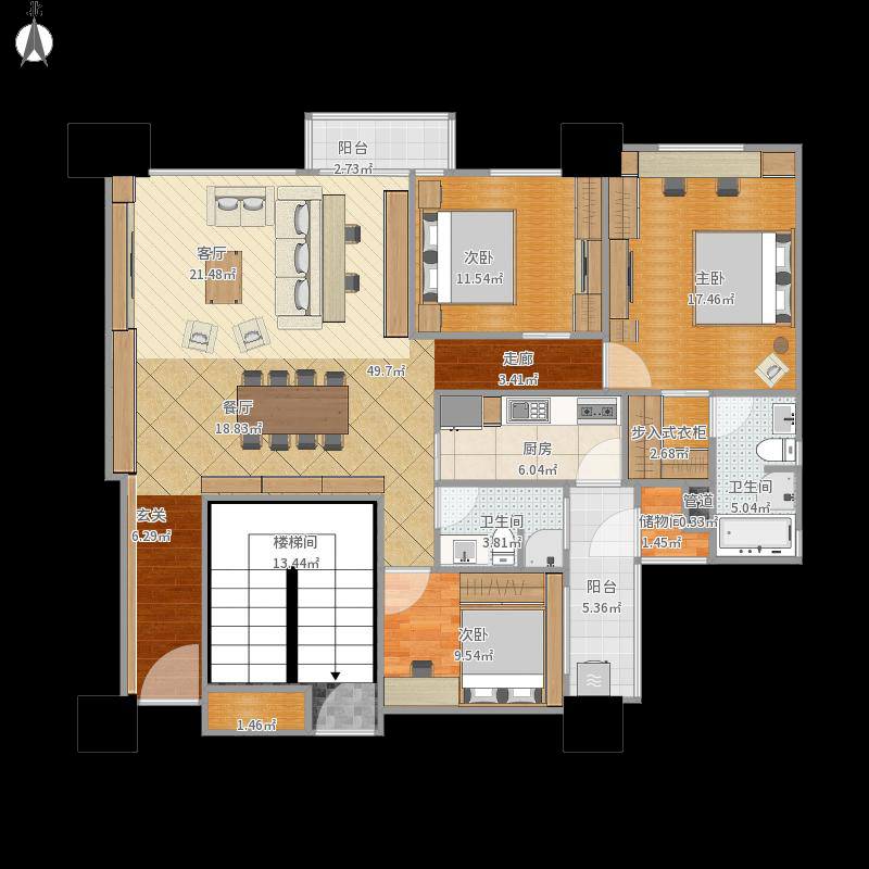 点击大图看下一张:低调时尚现代风格三居装潢实例精选