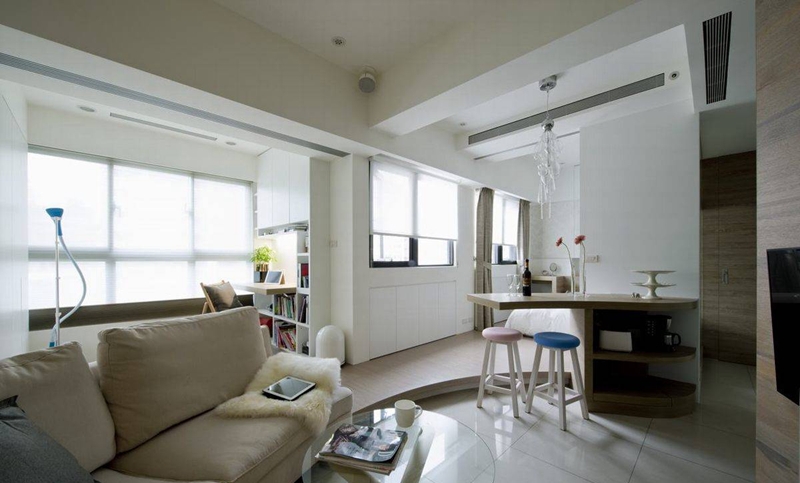 点击大图看下一张：现代素雅时尚小户型设计装修展示