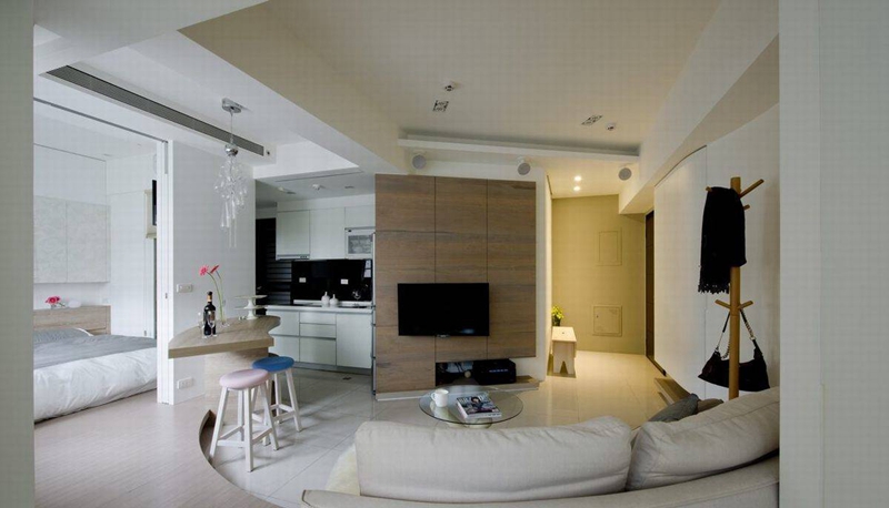 点击大图看下一张：现代素雅时尚小户型设计装修展示