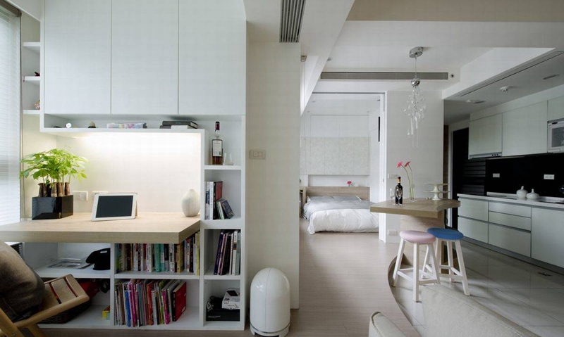 点击大图看下一张：现代素雅时尚小户型设计装修展示