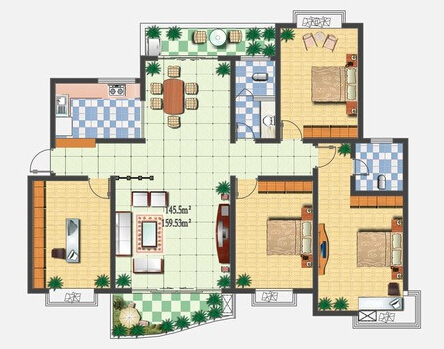 点击大图看下一张：现代简洁三居室装修案例