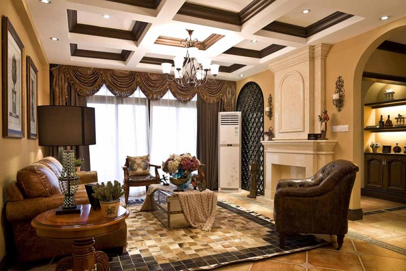 点击大图看下一张：古典美式四居室经典风格装修案例