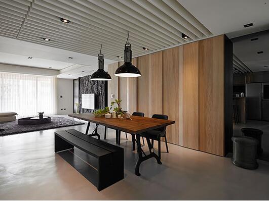 点击大图看下一张：现代风格多元素材二居室装潢实例