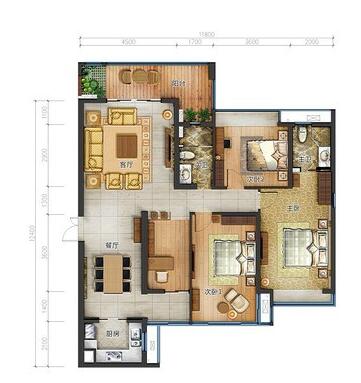 点击大图看下一张：现代简约三室一厅案例设计