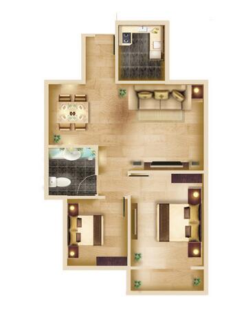 点击大图看下一张：100平简约时尚两居案例欣赏