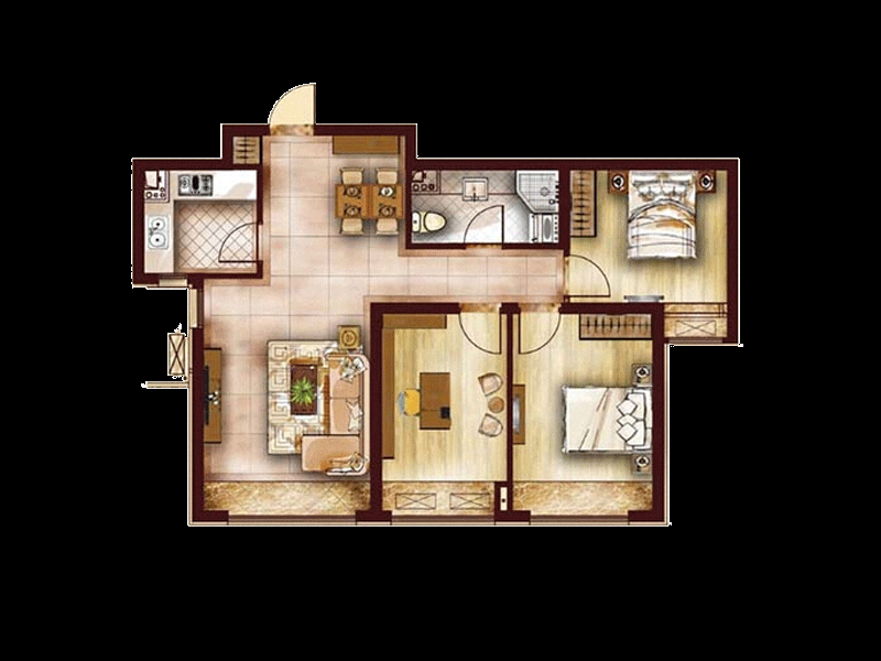 点击大图看下一张:现代时尚质感两居设计欣赏