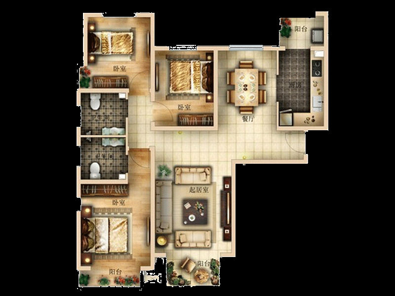 点击大图看下一张:美式海洋三居室清爽装修