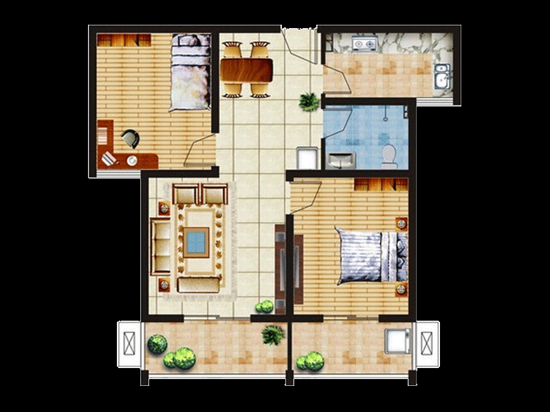 点击大图看下一张：美式温润如水两居室装潢图集