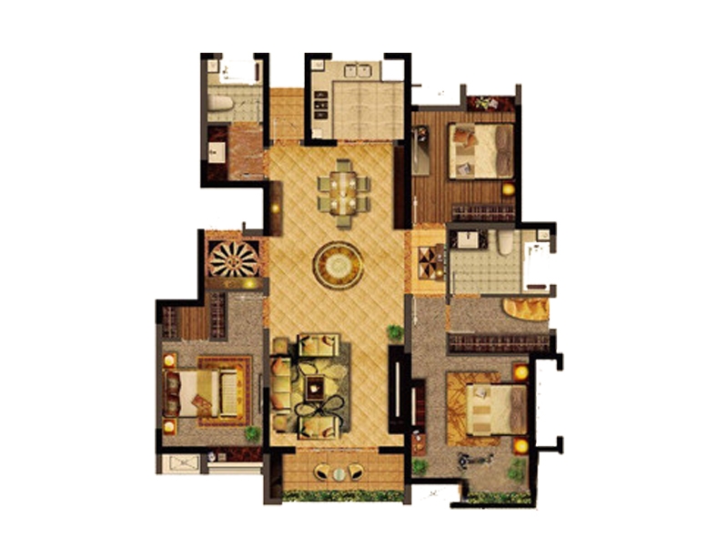 点击大图看下一张：北欧牧风三室两厅设计图赏