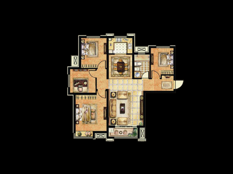 点击大图看下一张：欧式优雅曼城三居室设计图集