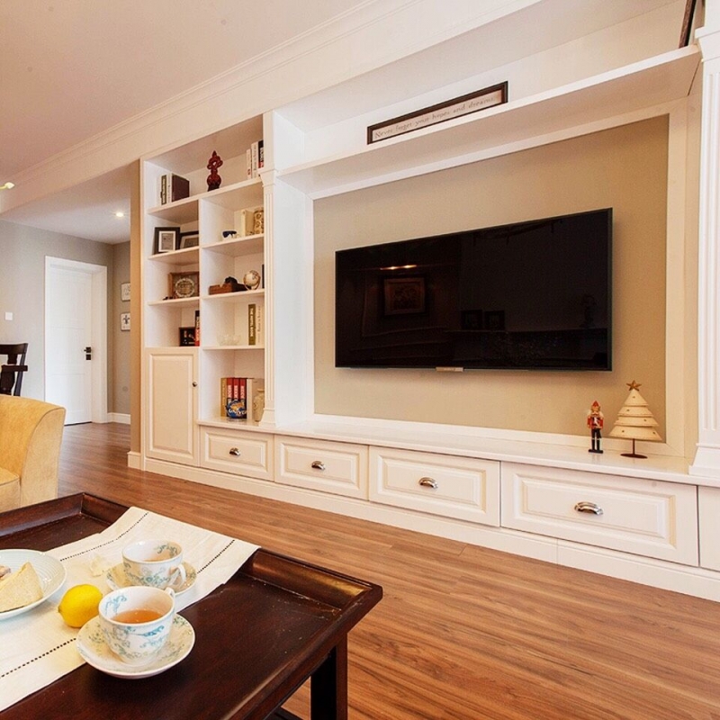 点击大图看下一张：优雅浅蓝轻美式二居室装修效果图集