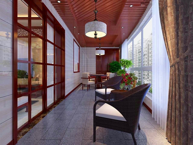 点击大图看下一张：深沉雅美中式风格三居室装潢效果欣赏