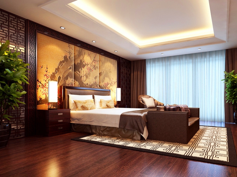 点击大图看下一张：深沉雅美中式风格三居室装潢效果欣赏