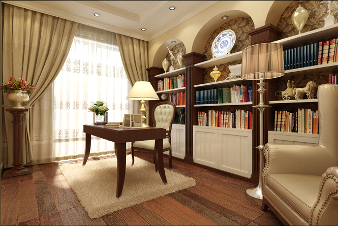 点击大图看下一张：摩登欧式三居室装潢效果大全