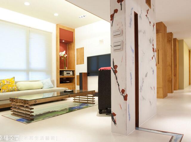 点击大图看下一张：明快新中式风格复式设计效果图