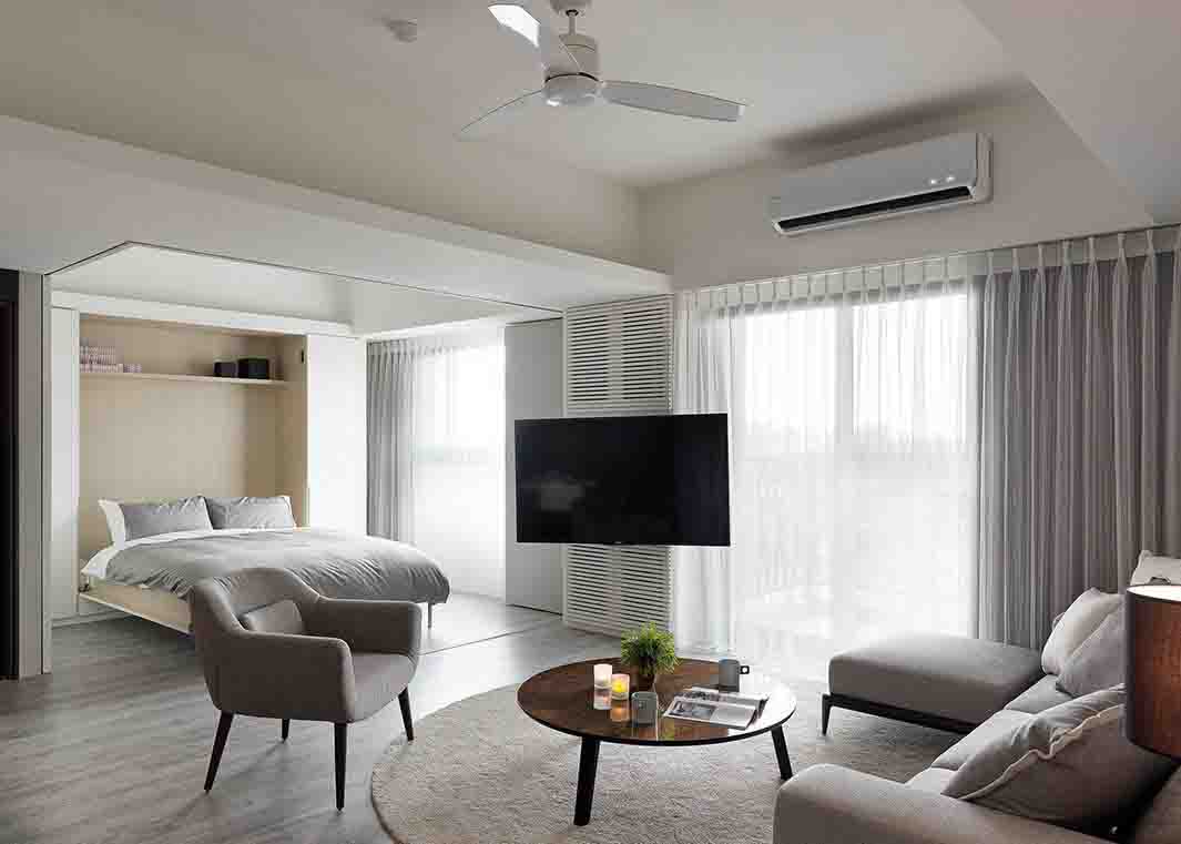 点击大图看下一张：多功能现代风格二居室设计效果图