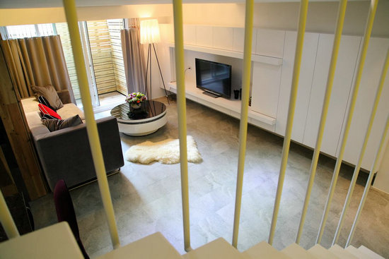 点击大图看下一张：现代两室一厅装修案例赏析