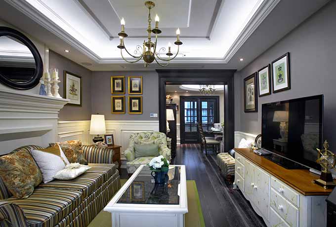 点击大图看下一张：美式现代一居装修效果图