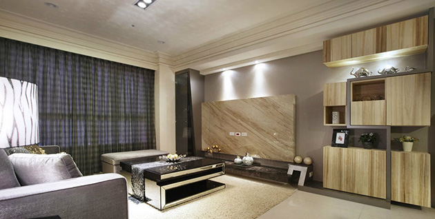 点击大图看下一张：时尚现代三居室效果图