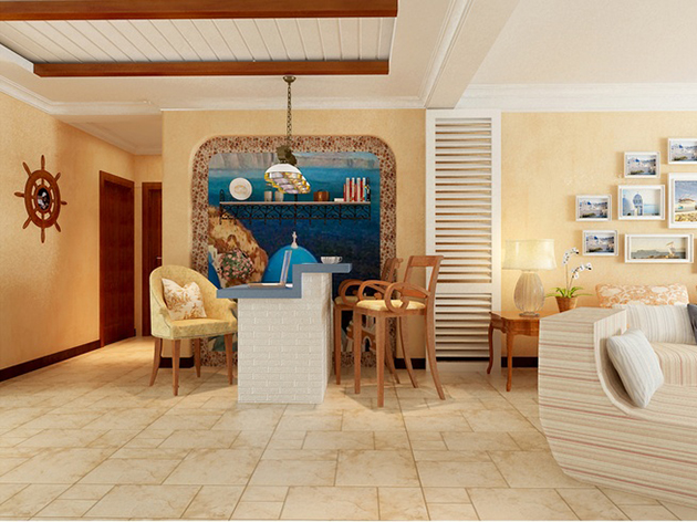 点击大图看下一张：地中海风格别墅装修效果图片大全