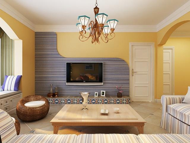 点击大图看下一张：地中海风格三居室客厅装修设计